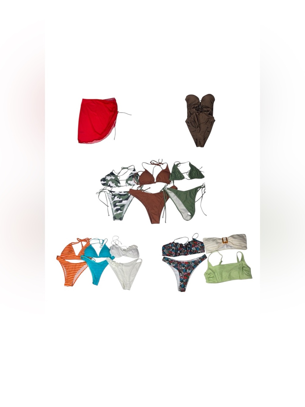 Target Shein Swim Suit Lot 7 Bikinis 2 Tops 1 One Piece 1 Coverup M & L Fit Sz 8